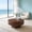 Fluted Drum, variant on Round Coffee Table with Pedestal Base, Walnut Wood Grain Circular Center Table, Lacquered Art Deco Drum Table for Living Room Apartment Office 31.50" W x 31.50" D x 13.40" H