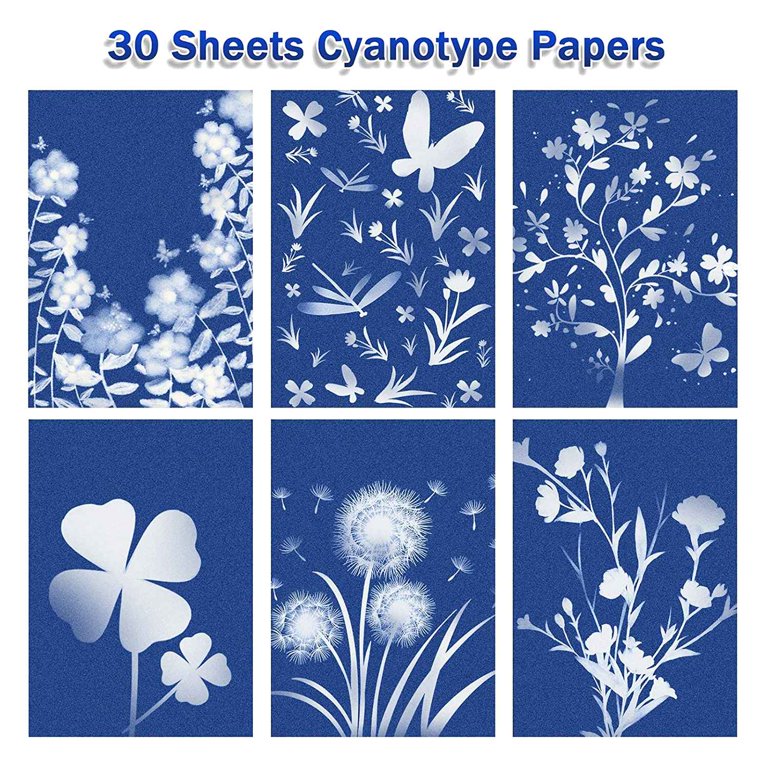 Cyanotype Paper, 30 Pcs A5 Print Paper Kit, High Sensitivity Print Printing  Paper Solar Drawing Pape 