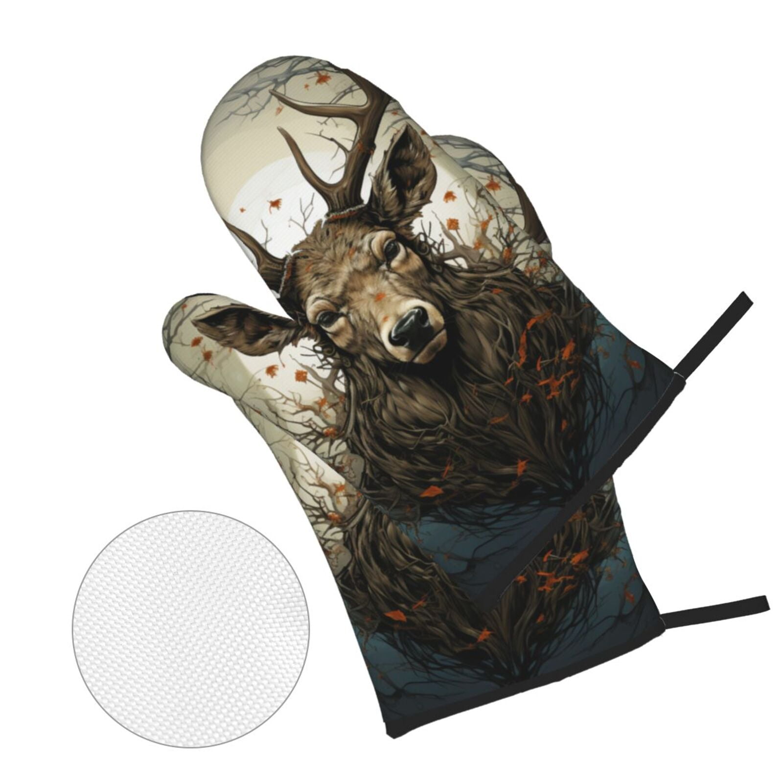 Deer Antler Whitetail 4Pcs Oven Mitts and Pot Holders Sets Oven Kitchen Gloves Hot Pads for Cooking BBQ Baking Grilling