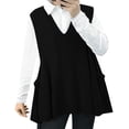 thumbnail image 4 of DuoJiaJ Womens Oversized Sweater Vest, Crew Neck Cable Knit with Pockets Black L, 4 of 6
