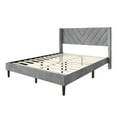 thumbnail image 6 of Castle Place Sophisticated Wingback Velvet Upholstered Twin Platform Bed, Light Grey, 6 of 11