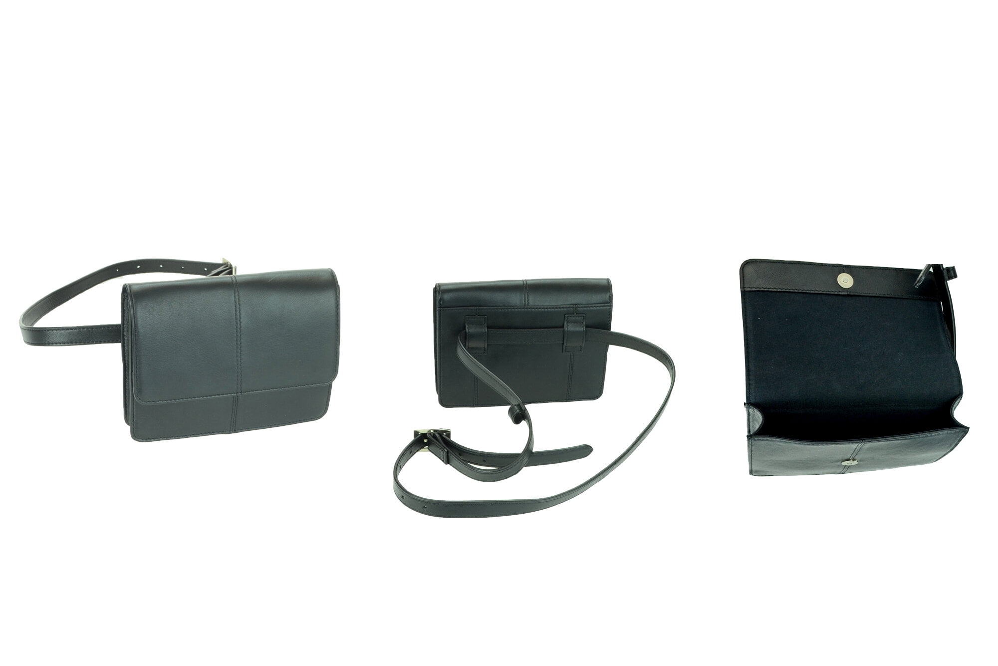 Leather 3/4 Flap Belt Bag