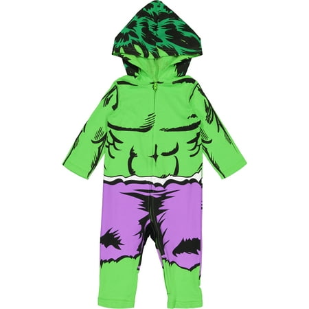 Marvel Avengers The Incredible Hulk Baby Boys Costume Coverall Hooded 6-9