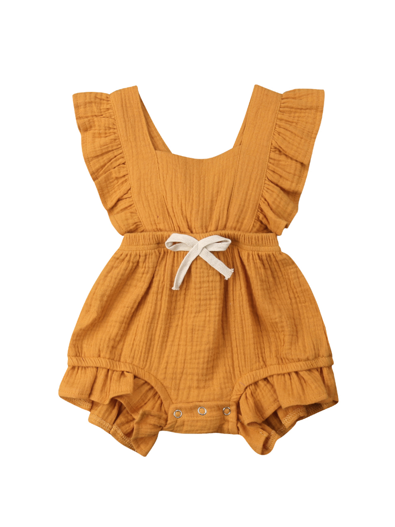 Loalirando Newborn Baby Girl Ruffle Solid Color Romper Bodysuit 024