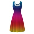 thumbnail image 4 of Cyber&Monday Deals USSUMA Summer Dresses for Women 2022, Women's Sleeveless A Line Party Mini Dress Tie-Dye Gradient Rainbow Print Sundress Swing Summer Short Dress, 4 of 5