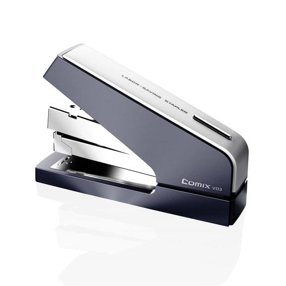 Comix Effortless Desktop Stapler,40 Sheet Capacity,1-Finger Pressing Stapling, Ergonomic Easy to Load, Bule
