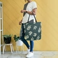 thumbnail image 4 of FORMRS Womens Canvas Tote Bag with Zipper Inner Pocket Shoulder Handbag, Beige Leaves, 4 of 7