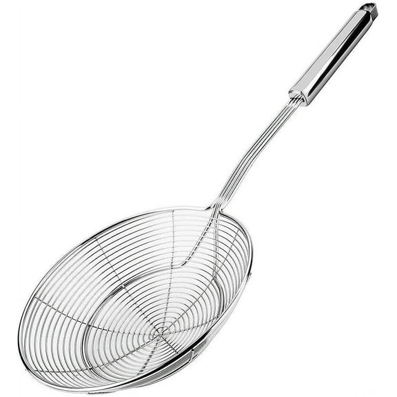 Zhuge Skimmer, Stainless Steel Spider Strainer, Ladle for Pasta, Spaghetti, Noodles and Frying in Kitchen – 6 Inches Bowl, 16.4 x 1.2 x 0.6 inches, silver