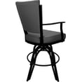 thumbnail image 2 of Leather Swivel Metal Bar Stool Montana 30" Seat - Gray Leather on Black, 2 of 3