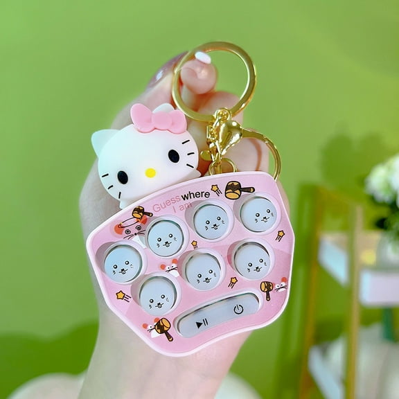 Sanrio Hello Kitty Game Console Keychain My Melody Kuromi Cinnamoroll Mini Handheld Whack-A-Mole Mini Decompression Game Pendant
