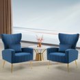 thumbnail image 4 of Newnno Velvet Accent Armchair with Lumbar Pillow, Dark Blue (Set of 2), 4 of 5