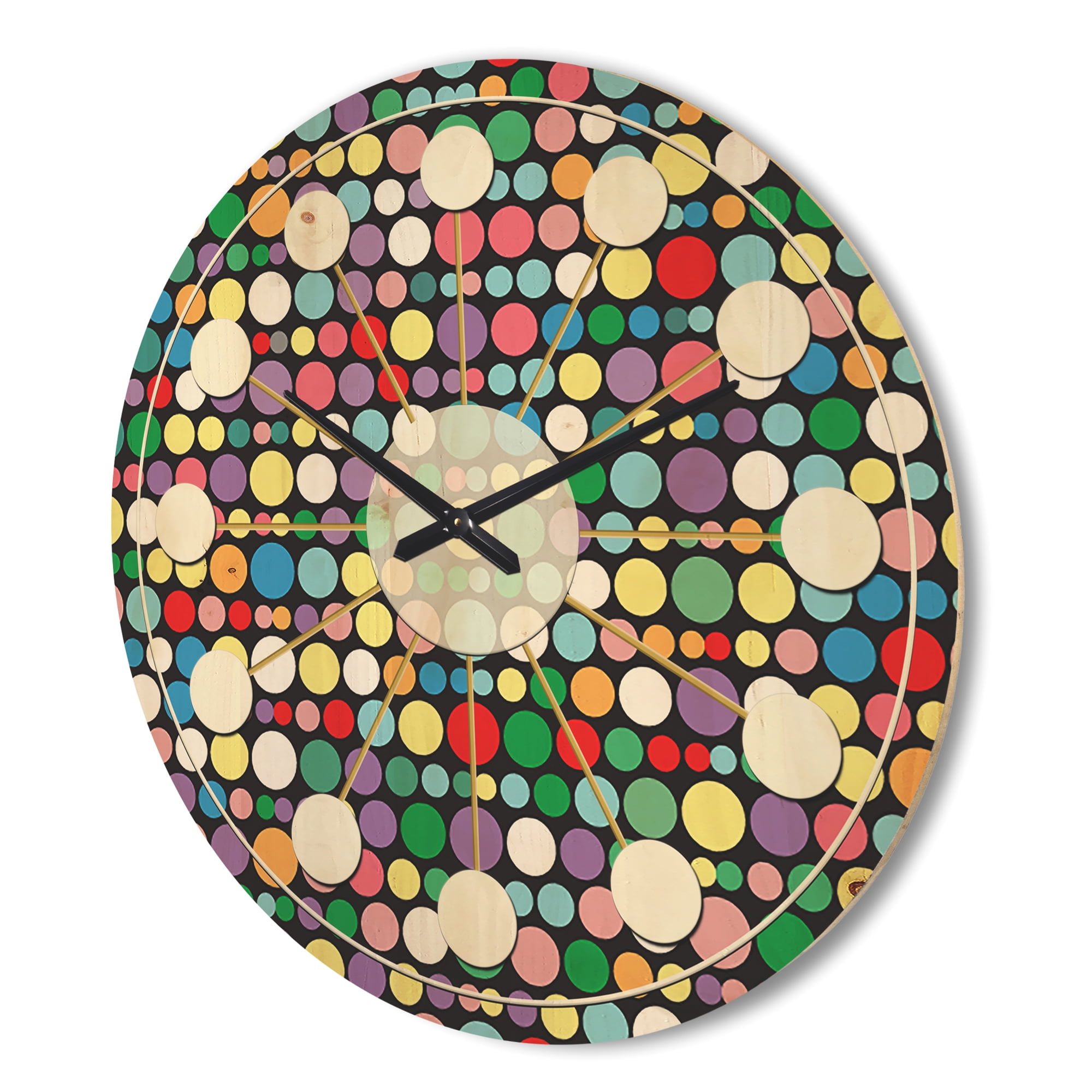 Designart 'Abstract Retro Pattern Design XXI' Mid-Century Modern Wood Wall Clock