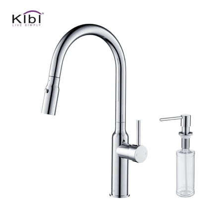 Kibi Hilo Single Handle Pull Down Kitchen Sink Faucet with Soap Dispenser