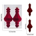 thumbnail image 3 of Virelaxpo Burgundy Velvet Christmas Ornaments Set of 2, Conical Flocked Balls for Tree Decor, Vintage Holiday Hanging Accent, 3 of 6