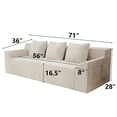 thumbnail image 4 of 71 Inch Corduroy Sofa Like Ergonomic Deep Seat Loveseat for Living Room Bedroom and Conference Room Use 3 Seats, Ancient White, 4 of 5