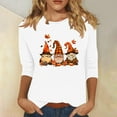 thumbnail image 1 of Leodye T-Shirts d'Halloween pour Femmes à Manches 3/4 à Col Rond, Automne, Halloween, Graphique Amusant, Haut à Manches Longues, Blanc 8(L), 1 of 4
