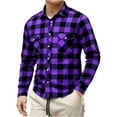 thumbnail image 2 of Dresfit Flannel Shirts Men Plaid Button Down Shirt 2026 Anti Wrinkle Long Sleeve Color Block Tops Spring Lightweight Big and Tall Business Dress Shirt Purple 3XL, 2 of 8