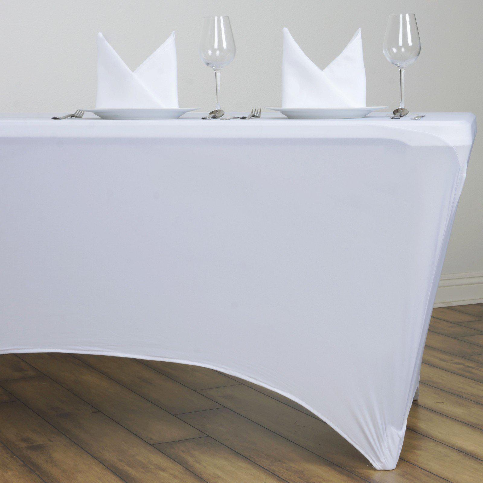 6 FT White Rectangular Stretch Spandex Tablecloth