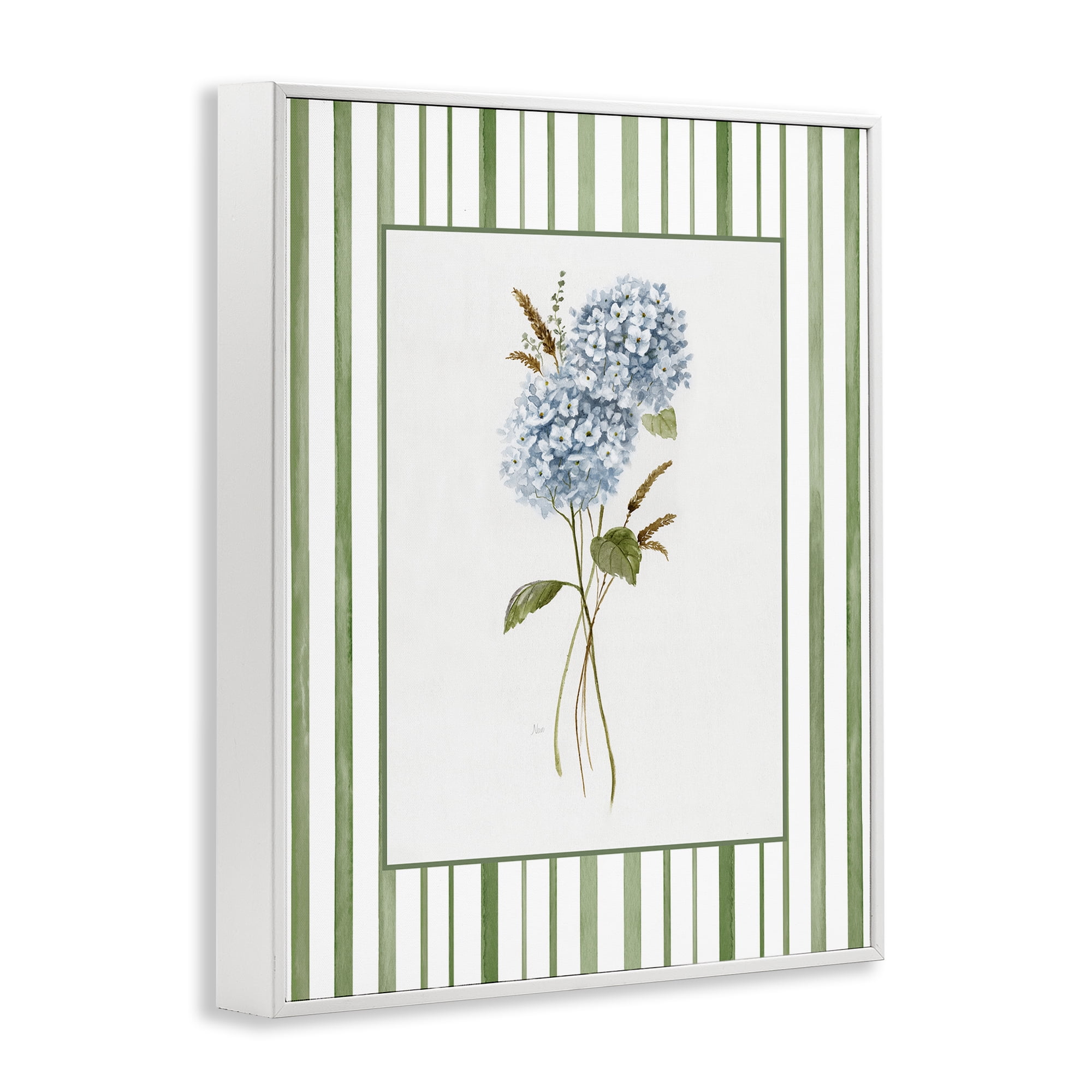 Stupell Industries Blue Hydrangea & Dried Wheat White Framed Giclee Art, design by Nan