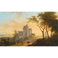 thumbnail image 2 of Franz Scheyerer 18x12 Black Ornate Wood Framed Double Matted Museum Art Print Titled - Landscape with Ruins and Hikers, 2 of 5