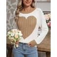 thumbnail image 6 of Women's Heart Pattern Knit Sweater, Long Sleeve Crew Neck Pullover, Soft Cozy Cable Knit Jumper for Fall and Winter, 6 of 7
