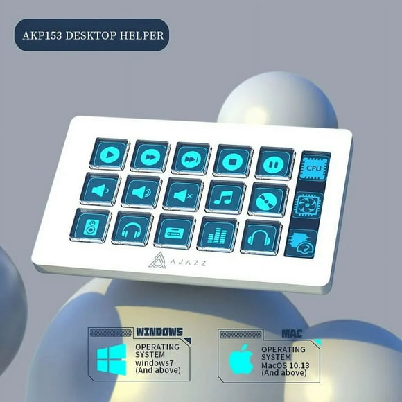AKP153E Multifunctional Console Panel Desktop Assistant Intelligent Display Mini Keyboard Custom Programming Pc Gamer Mac White no