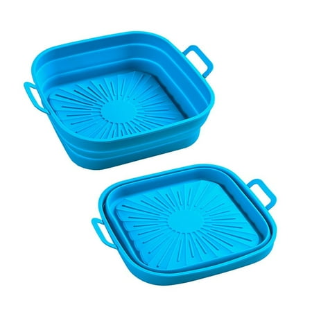 

Grill Pot Tray Cooking Pizza Plate AirFryer Accessories For Air Fryer Baking Basket Square Silicone Pot Replacement Liners BLUE