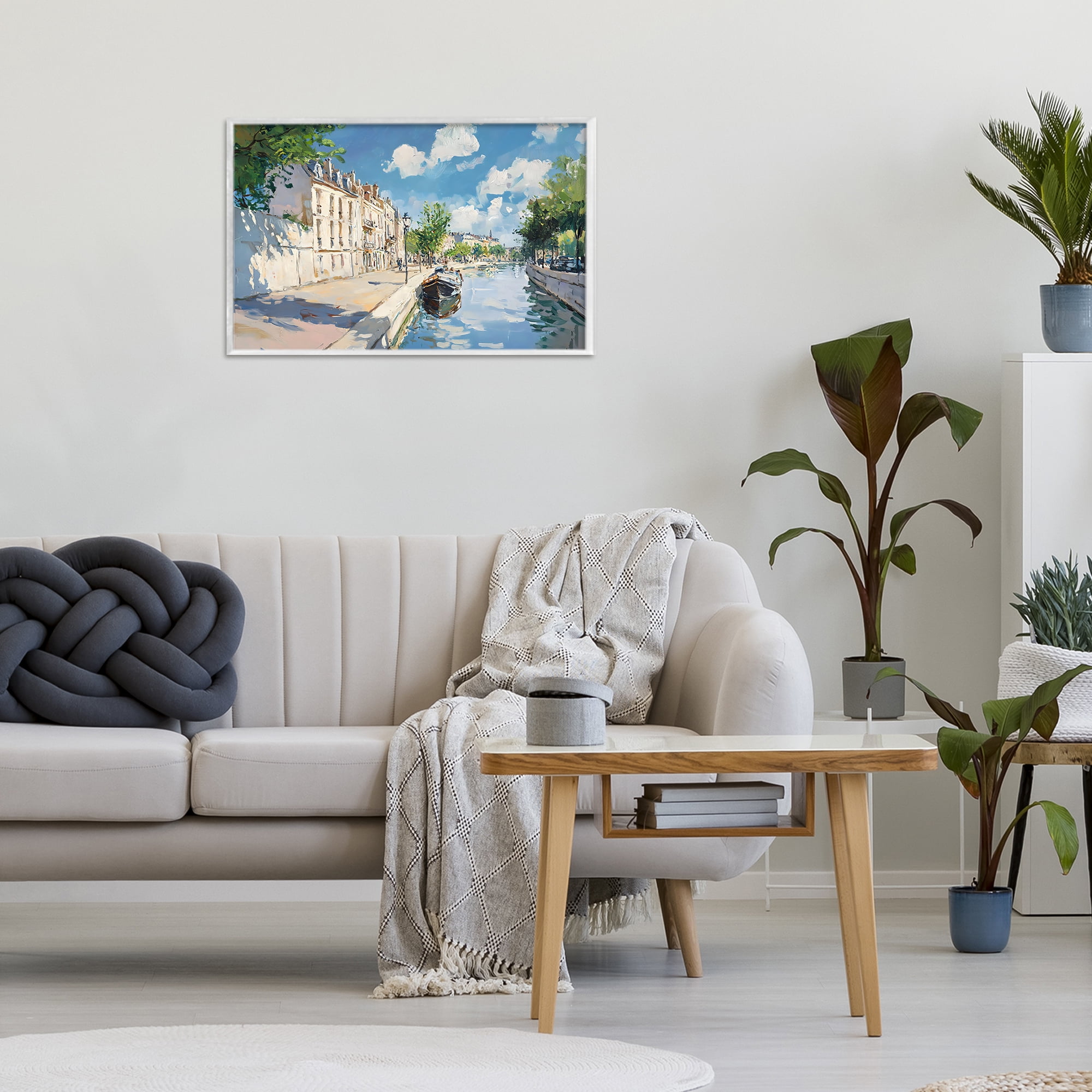 Stupell Industries Boat in Canal Summer Reflection White Framed Giclee Art, design by Creative Studio