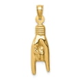 thumbnail image 6 of 14k Yellow Gold Hollow Hollow Rock On Sign Charm Pendant, 6 of 7