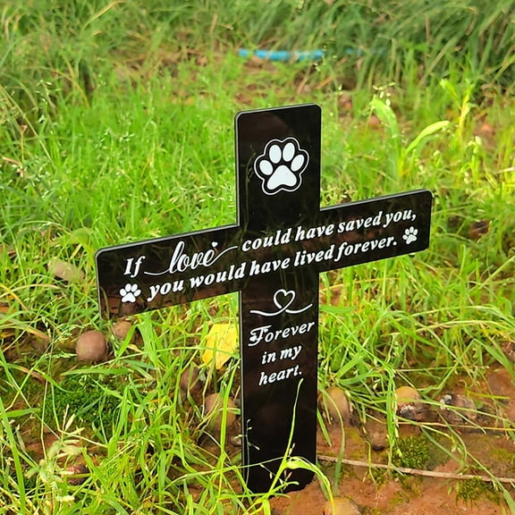 RuWeoMaa Grave Markers for Dogs Pet Grave Markers for Cats | Pet Cross Grave Marker for Loss of Cats | Photo Garden Stakes for Angel Furry Friends | Best Gifts to Tribute Your Loss Friends