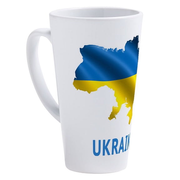 CafePress - Cool Ukraine Flag Ukrainian Pride - 17 Oz White Ceramic Latte Mug