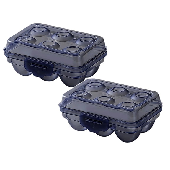 2 Pcs Egg Storage Box, Plastic Portable Egg Box Container, 6 Grid Refrigerator Crisper, Egg Carriage Container with Lids for Refrigerator, Travel & Camping, 6.1x4.33x2.72 inch