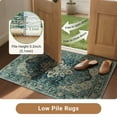 thumbnail image 2 of NewBuros Area Rugs 2'x8' Non-Slip Washable, Floral Vintage Distress Print Pattern Low Pile Soft Indoor Runner Rugs for Hallway Kitchen Bedroom, Dark Blue, 2 of 9