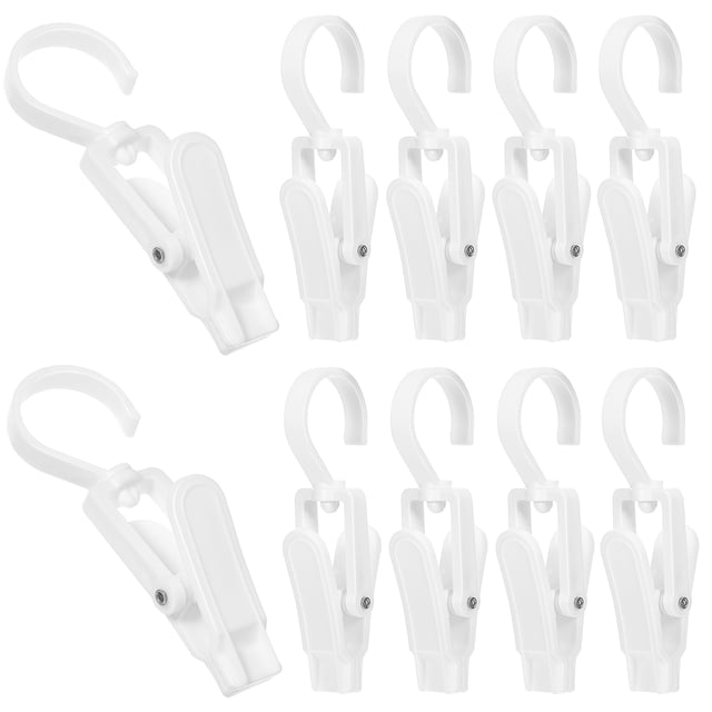 10Pcs Hanger Clips for Laundry Room Secure Hold Space-saving Plastic Square Clips with Hooks for Home Use