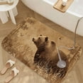 thumbnail image 3 of 1pc Brown Bear in the Wild Absorbent Non-Slip Bathroom Thickened Flannel Rug Decor,Soft,Quick Drying,Suitable For Indoor/outdoor Use,Bathrooms,Bedrooms,Kitchens,Terrace,Laundry Rooms,16"x24", 3 of 9
