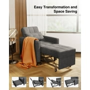 Convertible Sofa Bed, Aiho 3 in 1 Sleeper Couch with Pull-Out Bed & Side Pocket, Best Gifts for Living Room, Bedroom, Dark Gray