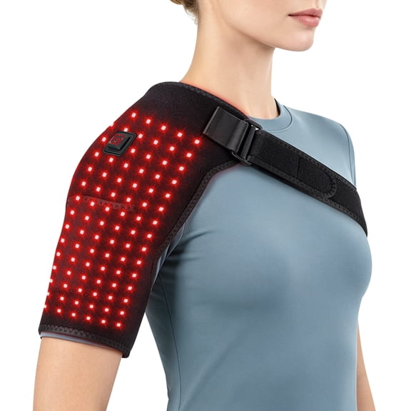 Red Light Shoulder Heating Pad, Cordless Shoulder Massager with 3 Heat Levels, Rechargeable Heated Shoulder Wrap for Relaxation
