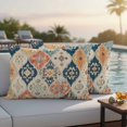 thumbnail image 4 of Retro Morocco Outdoor Waterproof Pillow Covers, Colorful Rustic Abstract Shabby Texture Decorative Rectangle Throw Pillowcase Sofa Cushion Sham for Patio/Couch/Chair, 20"x12" 2 Pack, 4 of 8