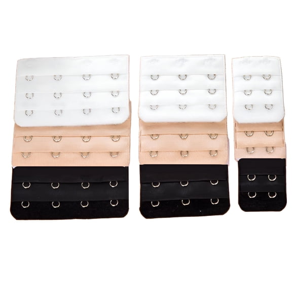 TELOLY Bra Extender 2 Hooks/3 Hooks/4 Hook, Bra Strap Extensions - 9 Packs (Black, White, Beige)