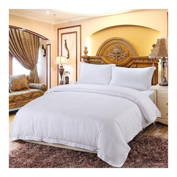 ITALIAN 1200 Thread Count Egyptian Cotton Duvet Cover Set , King, White