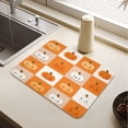 thumbnail image 5 of Dish Drying Mat Absorbent Dish Drainer Kitchen Counter 19.7x15.7inch Dish Drying Pad for Countertops Sinks Draining Racks Orange and White Squares, 5 of 9