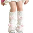 thumbnail image 2 of SYMOID Hot Pink Knitted Leg Warmers for Women - Acrylic Slouchy Style with Bowknot & Pom Pom, Warm for Casual Daily Wear, Ballet Practice & Outings,Size 3-15T, 2 of 3