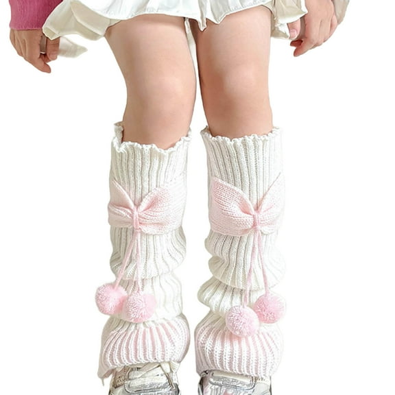 FAWUUDO Winter Warm Leg Warmers for Girls Fall Knitted Legwarmers Cute Soft Socks Accessories