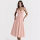 thumbnail image 5 of Vestido Bohemio de Verano para Mujer, Estilo Midi con Corsé, Informal, con Tirantes Finos y Cordones, Estilo Fluido Rosa S, 5 of 7