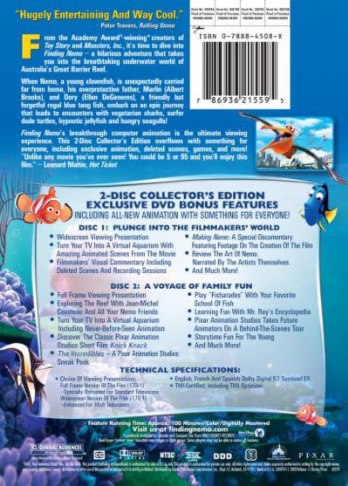 Finding Nemo & Dory Two-Disc Collector's Edition Movie DVD - Walmart.com