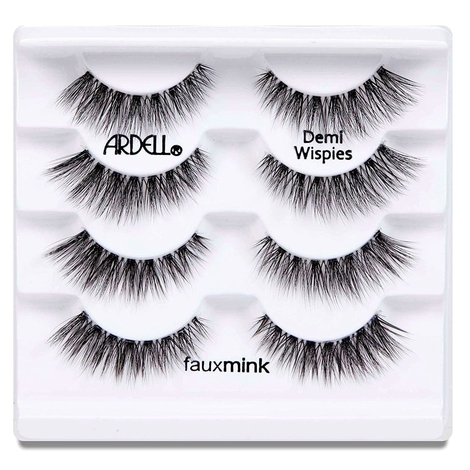 Ardell Professional Eyelashes Faux Mink, 4 Pairs, Demi Wispies Black,4 Packs