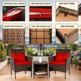 thumbnail image 2 of Tappio 3 Piece Patio Conversation Bistro Set Outdoor Chat Furniture, Porch Balcony Furniture Set,Wicker Chairs and Storable Table Set for Patio Balcony Backyard Apartment, Brown/Red, 2 of 8
