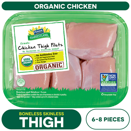 Perdue Harvestland, Organic, Fresh Boneless Skinless Chicken Thighs, 1-2.5 lb. Tray