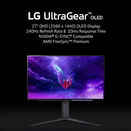 LG - UltraGear 27" OLED QHD 240Hz 0.03ms FreeSync and NVIDIA G-SYNC Compatible Gaming Monitor with HDR10 - Black