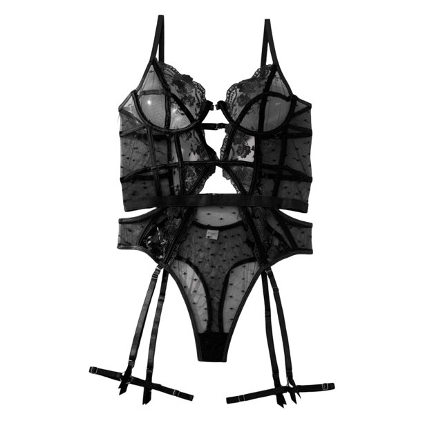 TJAZFJPA Green Lingerie Set for Women Women's Fun Underwear See Through  Lace Sexy Embroidery Hanging Socks Shaped Bodysuit Swimwear Lingerie Push  up Kawaii Lingerie